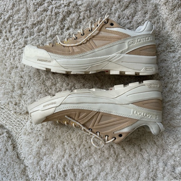 Salomon X-Alp Leather Vanilla Ice Tan Sneakers 7.5 shoes mens white - Picture 6 of 11